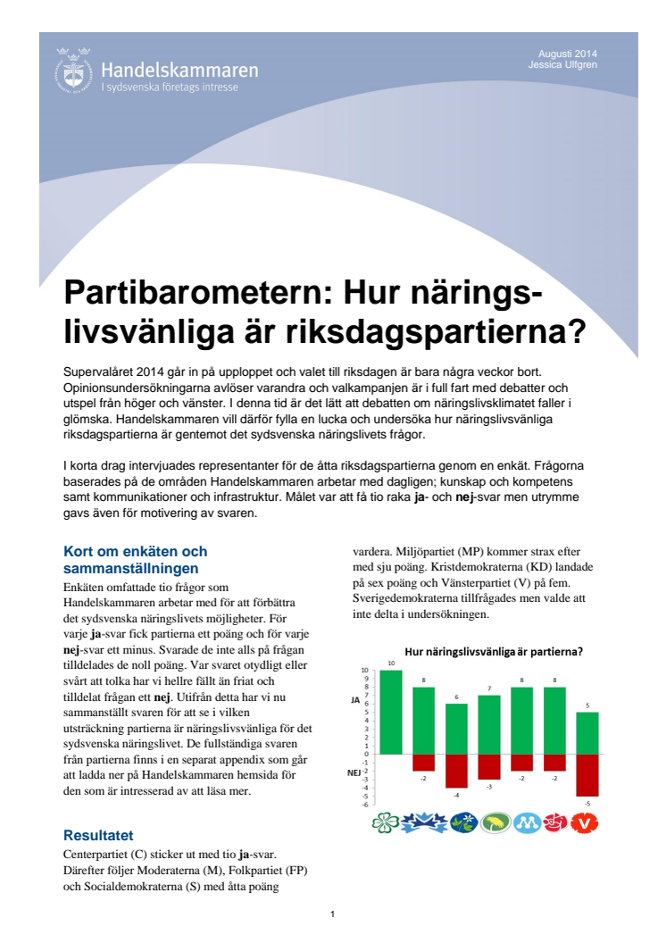 Partibarometern: Hur näringslivsvänliga är riksdagspartierna?