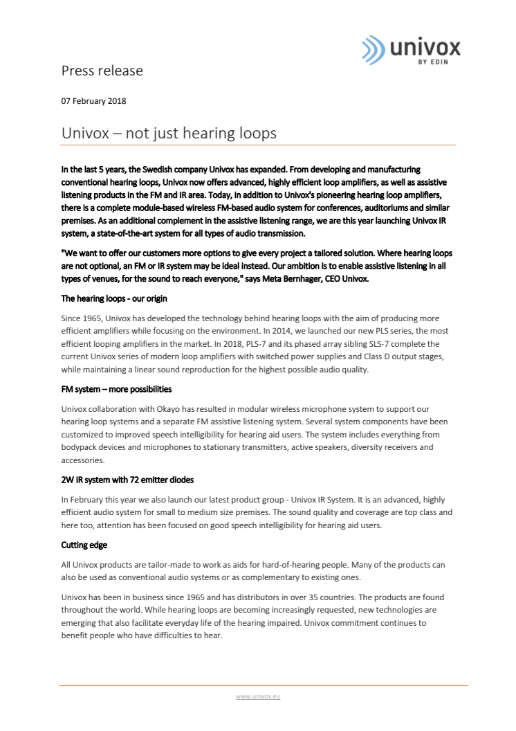 Univox – not just hearing loops