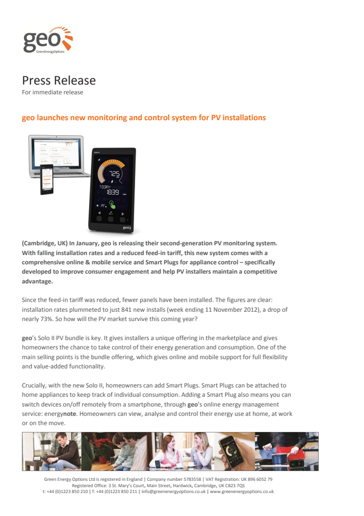 geo launches new monitoring and control system for PV installations