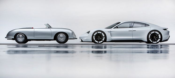 The past and the future of Porsche: 356 "No.1" Roadster and Mission E.