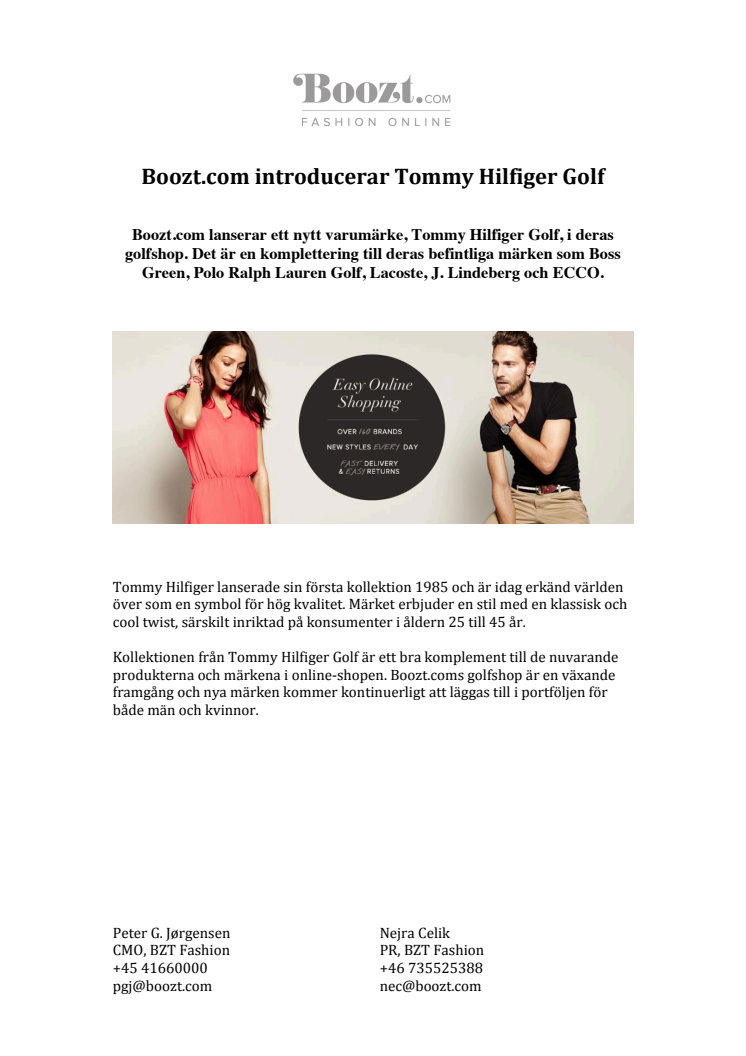 Boozt.com introducerar Tommy Hilfiger Golf