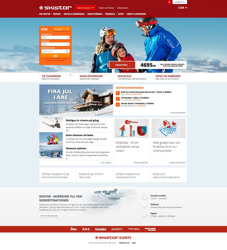 Nya skistar.com startsida