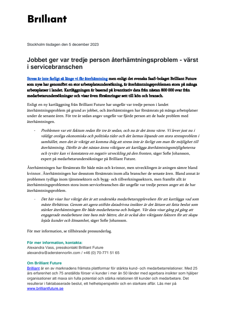 Brilliant Future pressmeddelande_Jobbet ger var tredje person återhämtningsproblem - värst i servicebranschen.pdf