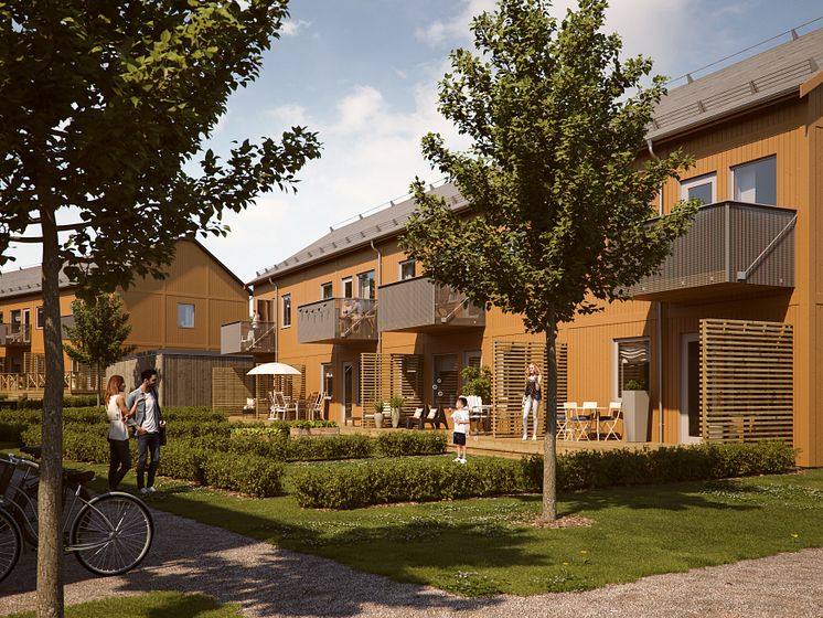 3D-illustration Ambra Enköping Uteplatser