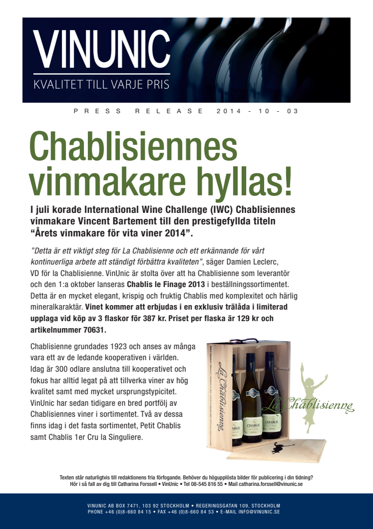 Chablisiennes vinmakare hyllas