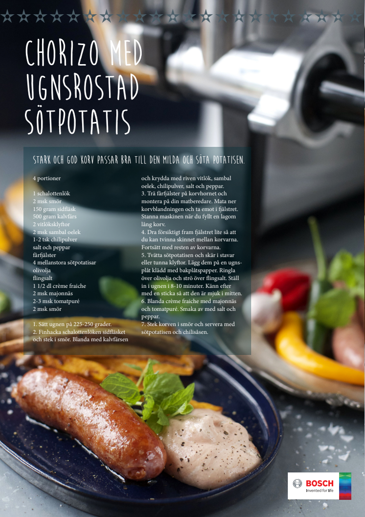 Chorizo med ugnsrostad sötpotatis