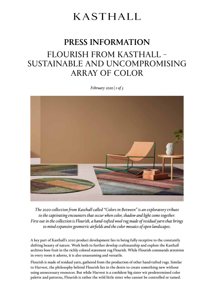 FLOURISH FROM KASTHALL – SUSTAINABLE AND UNCOMPROMISING ARRAY OF COLOR