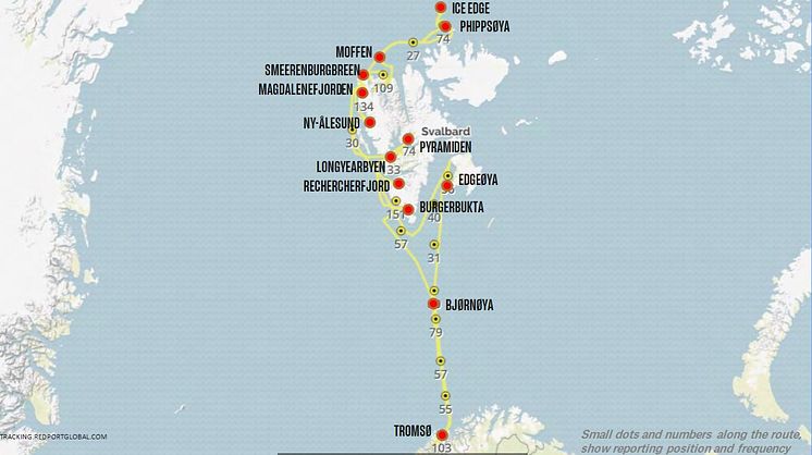 Map Hurtigruten cruise