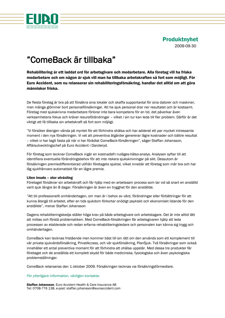 ”ComeBack är tillbaka” 