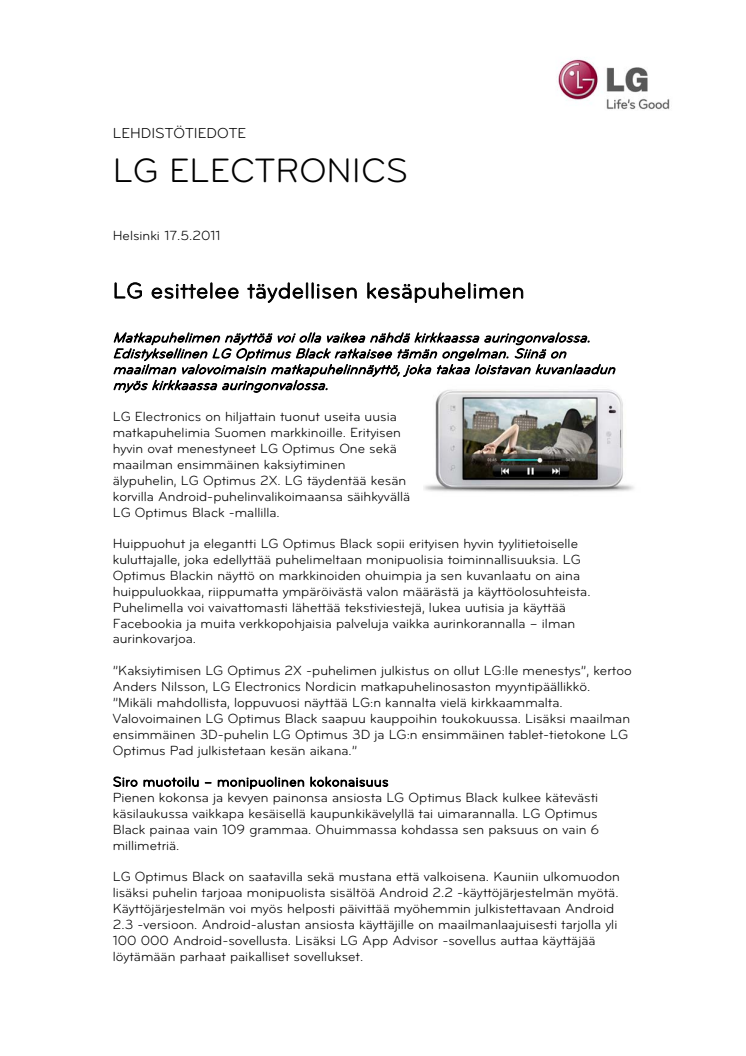 LG esittelee täydellisen kesäpuhelimen