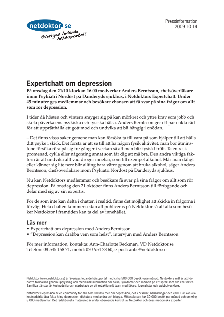 Expertchatt om depression