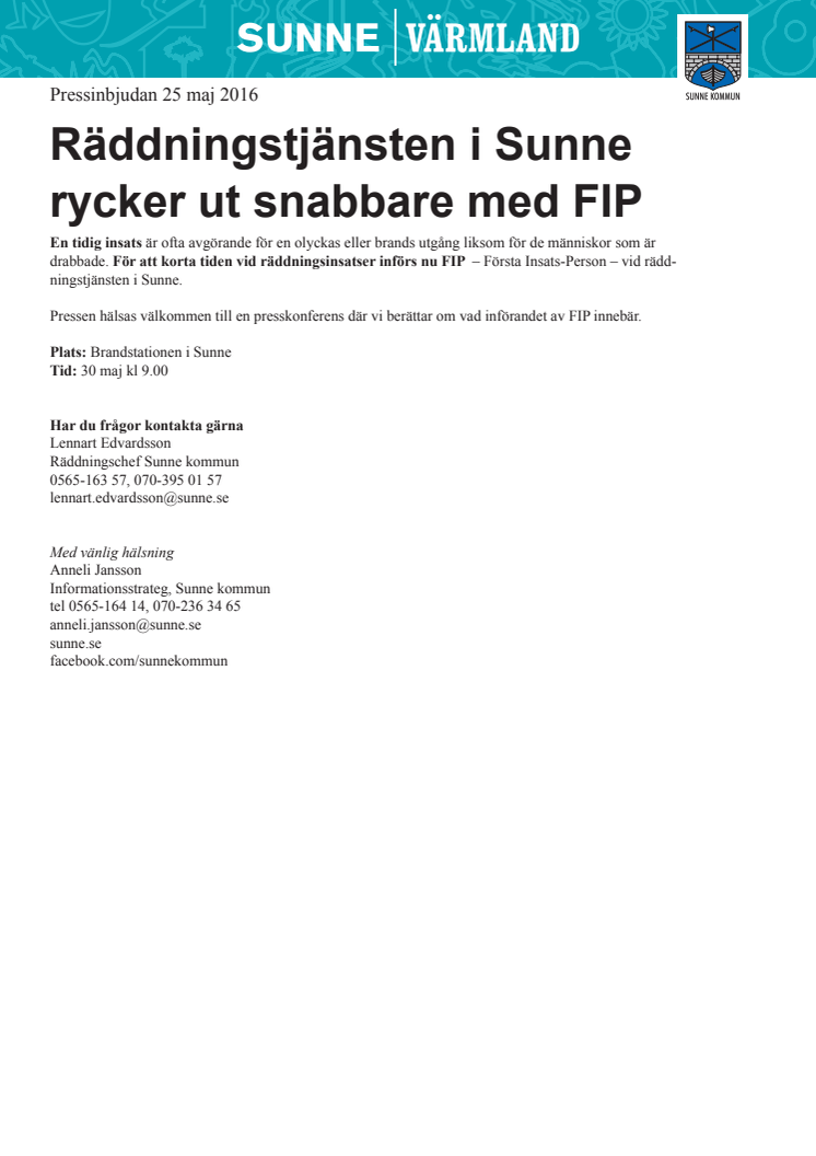 Räddningstjänsten i Sunne rycker ut snabbare med FIP