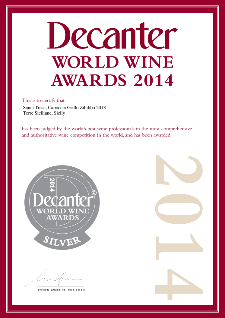 Capoccia White Silver Decanter 2014