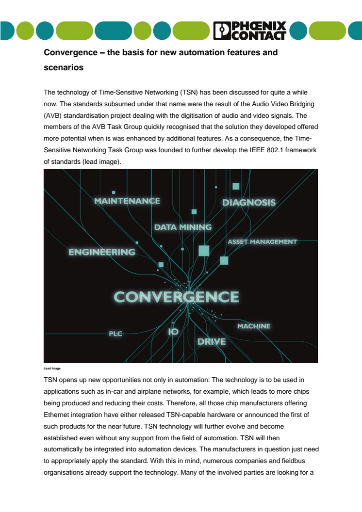 Convergence – the basis for new automation features and scenarios 