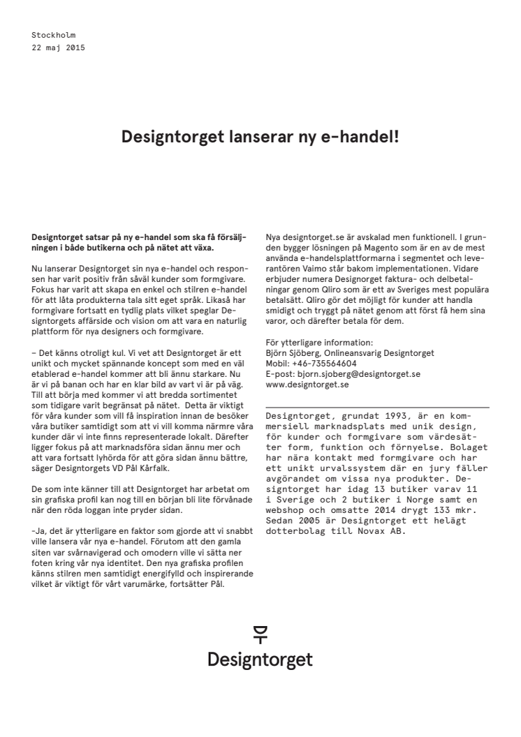 Designtorget lanserar ny e-handel