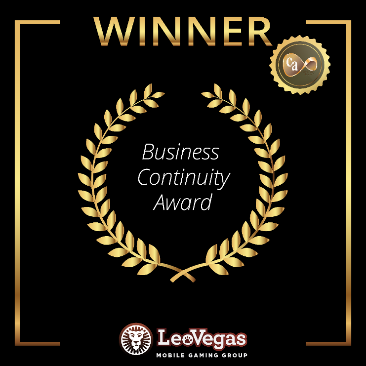 LeoVegas awarded for exceptionally good response to covid-19 / LeoVegas vinnare av the Business Continuity Award 2020..png