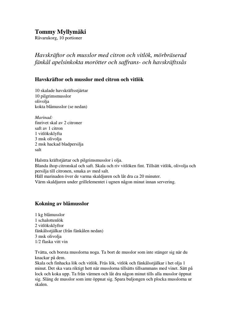 Recept, råvarukorg
