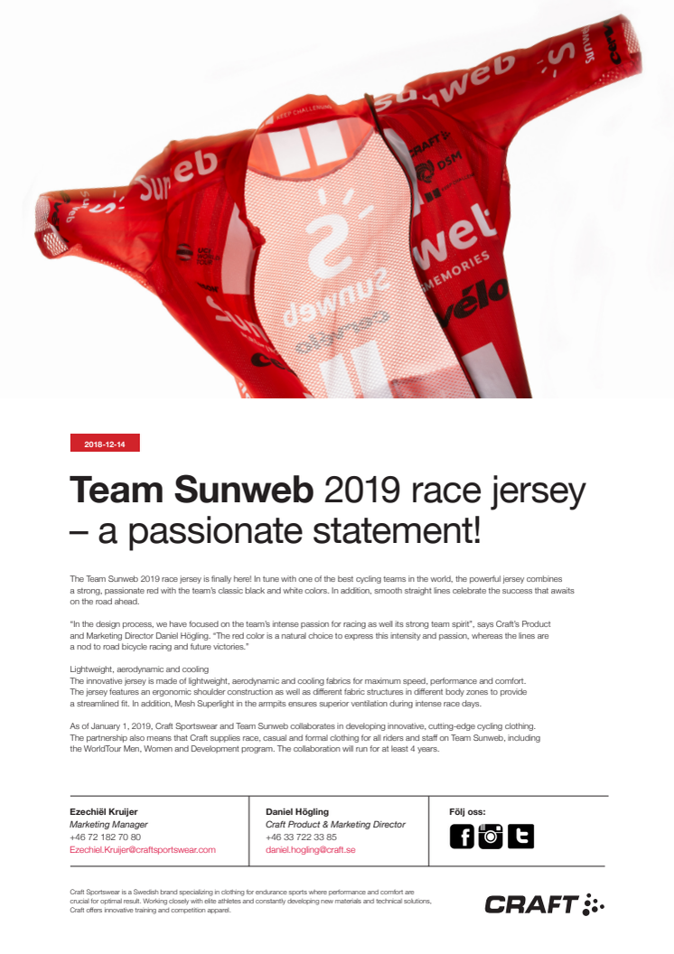 Team Sunwebs tävlingströja 2019 – med passion för framgång!