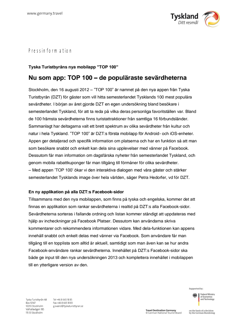 Nu som app: TOP 100 – Tysklands populäraste sevärdheter