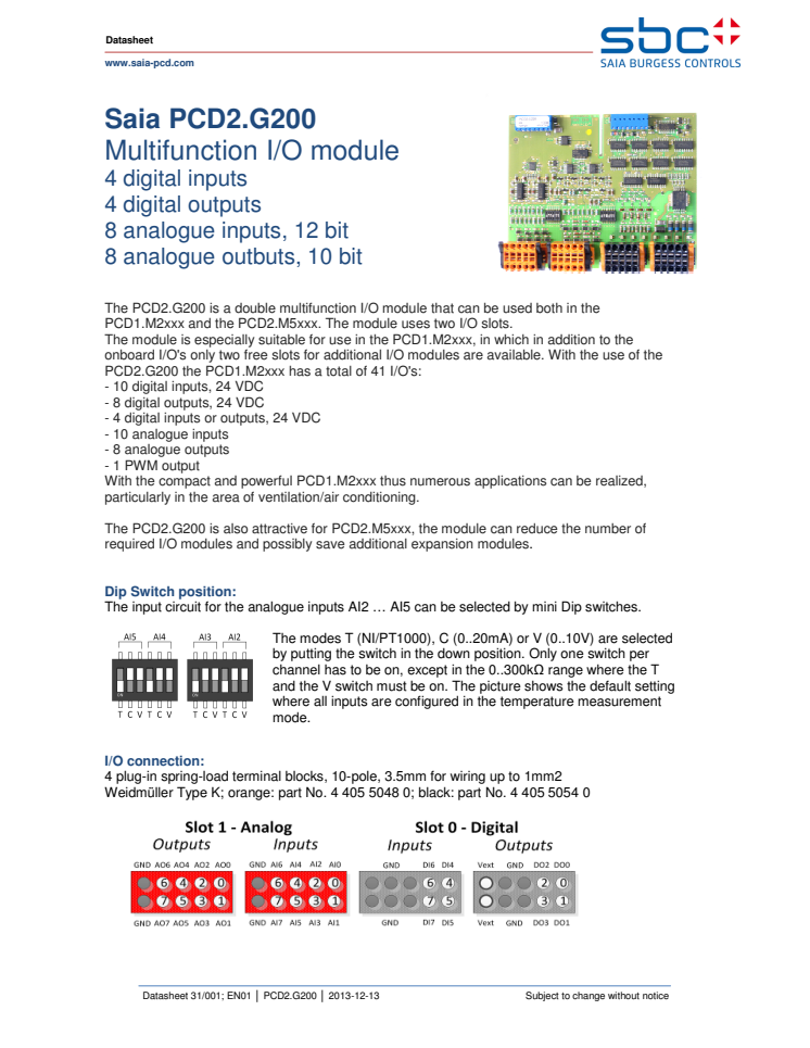 SAIA PCD2.G200 Multifunktions I/O modul