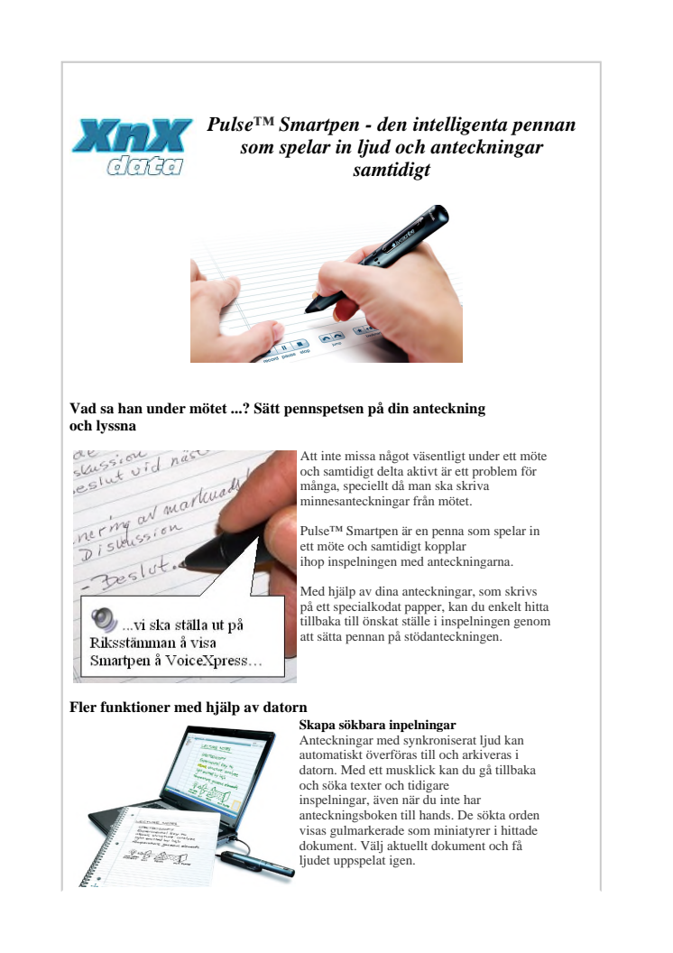Pulse™ Smartpen - den intelligenta pennan