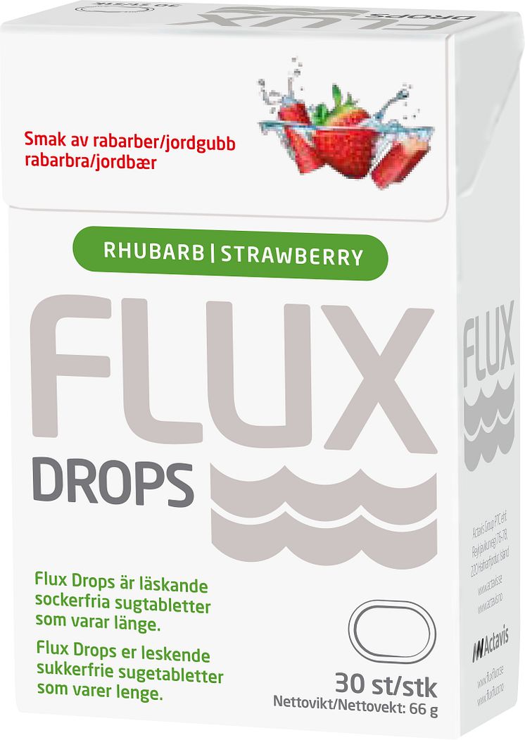 Flux Drops Rabarber-Jordgubb, 30 st