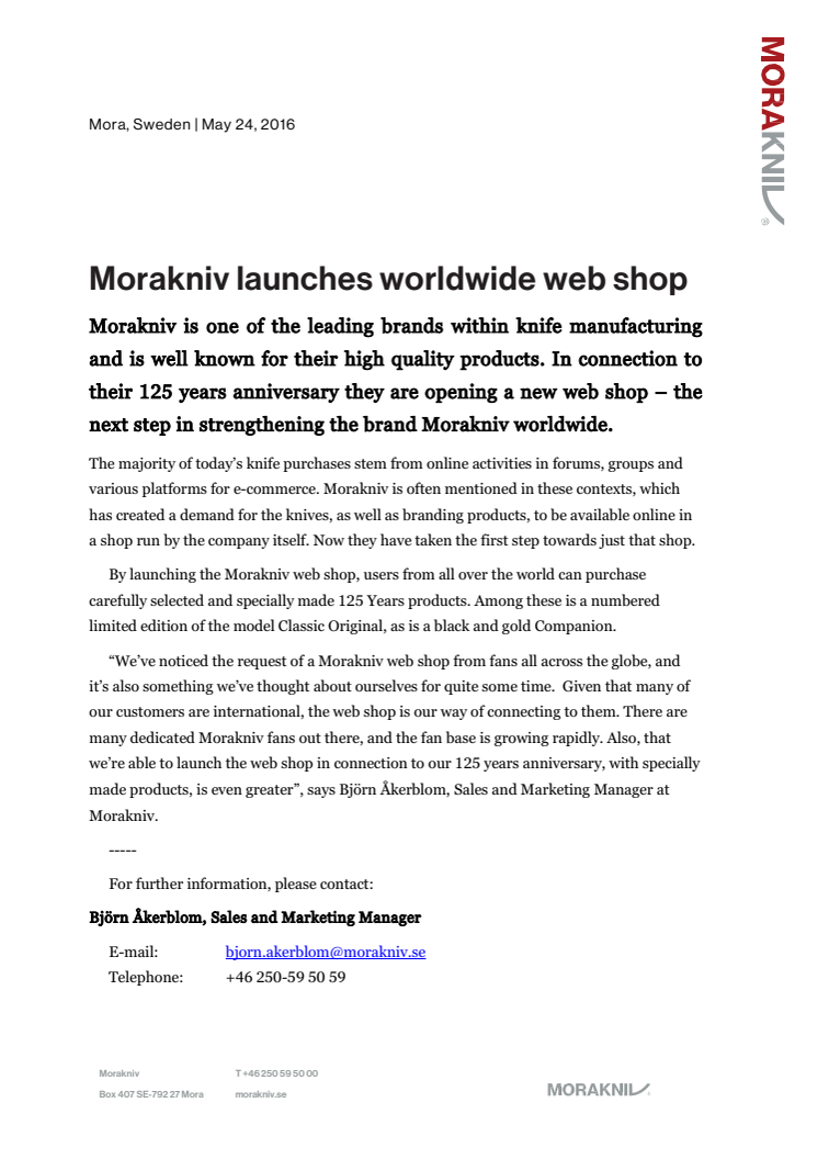 Morakniv launches web shop
