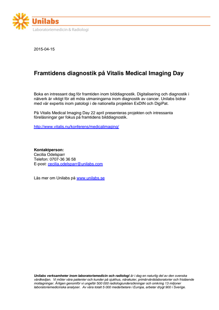 Framtidens diagnostik på Vitalis Medical Imaging Day