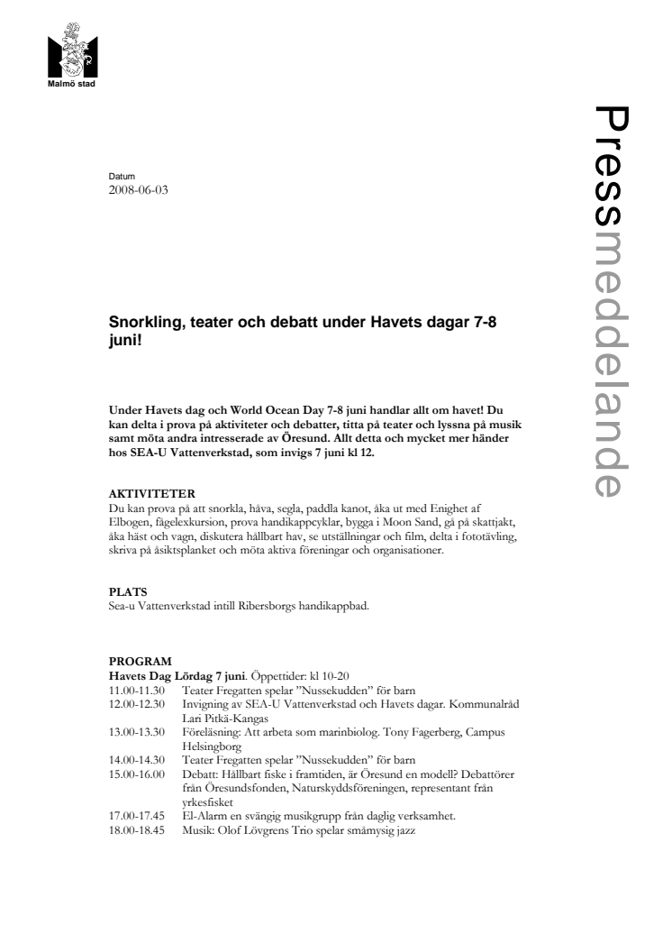Snorkling, teater och debatt under Havets dagar 7-8 juni!