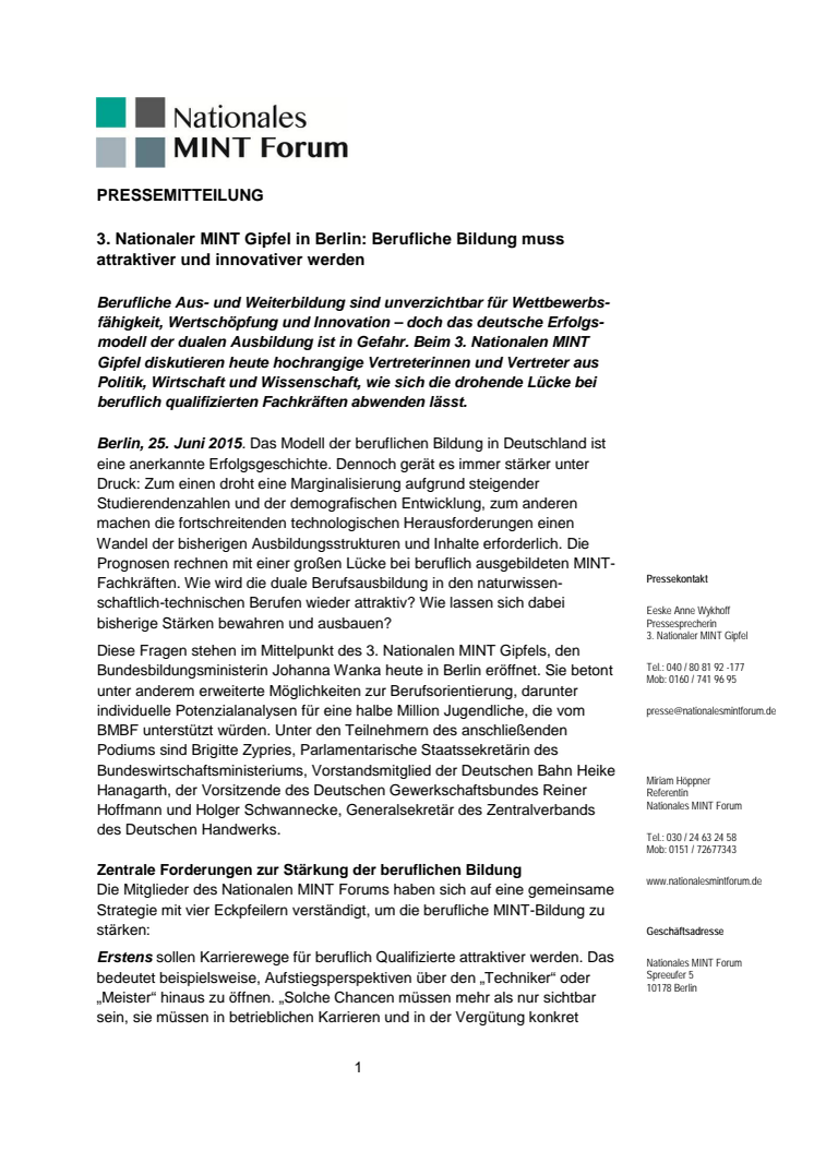 Pressemitteilung zum Download