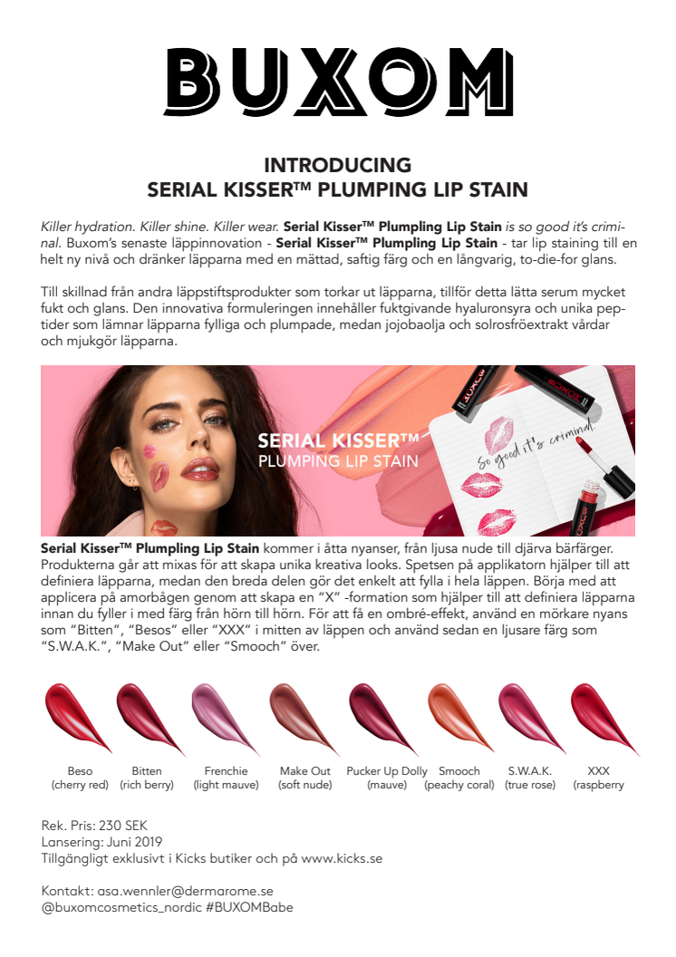 BUXOM Serial Kisser Plumpling Lip Stain _ pressrelease