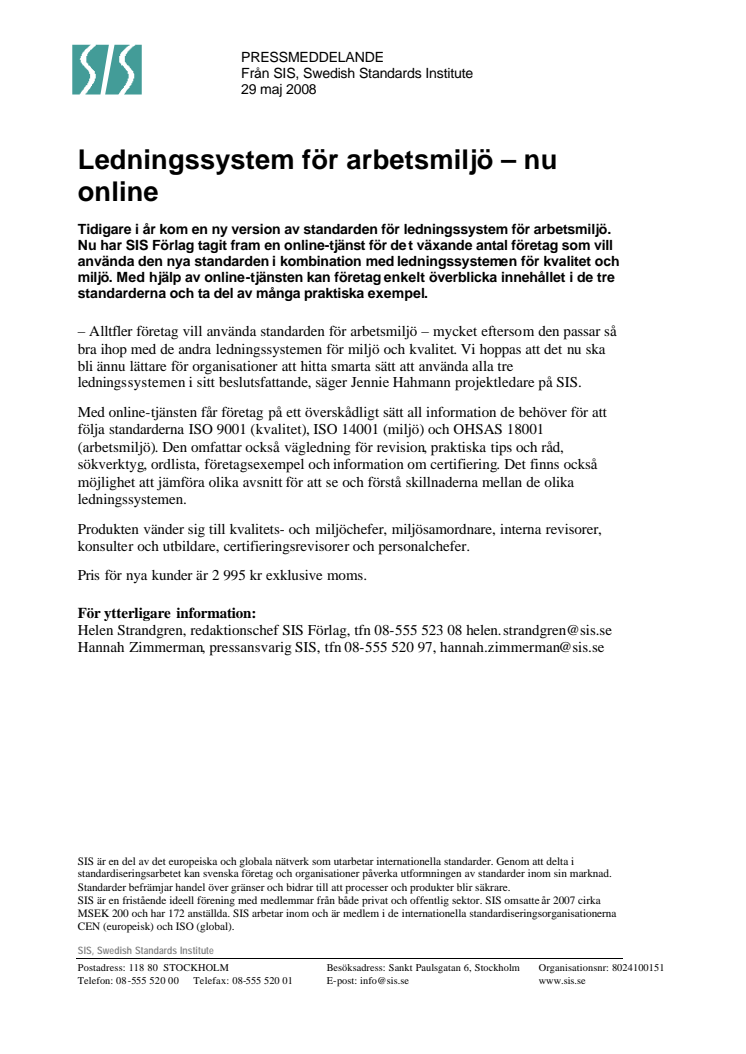 Ledningssystem för arbetsmiljö – nu online