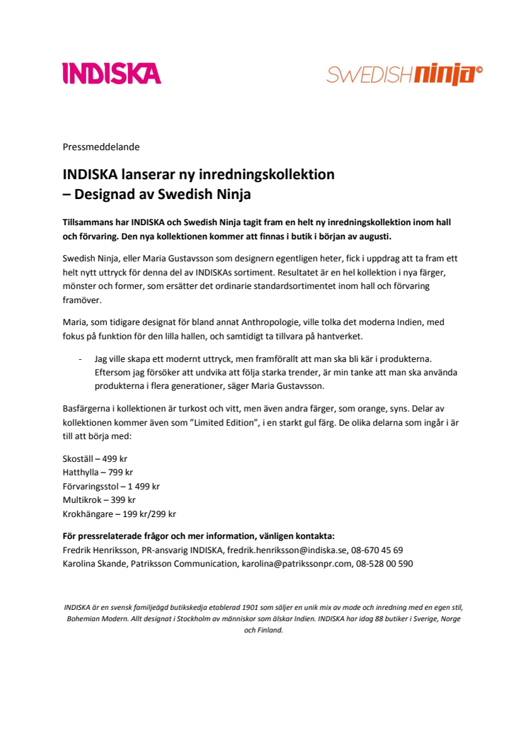 INDISKA lanserar ny inredningskollektion – Designad av Swedish Ninja 