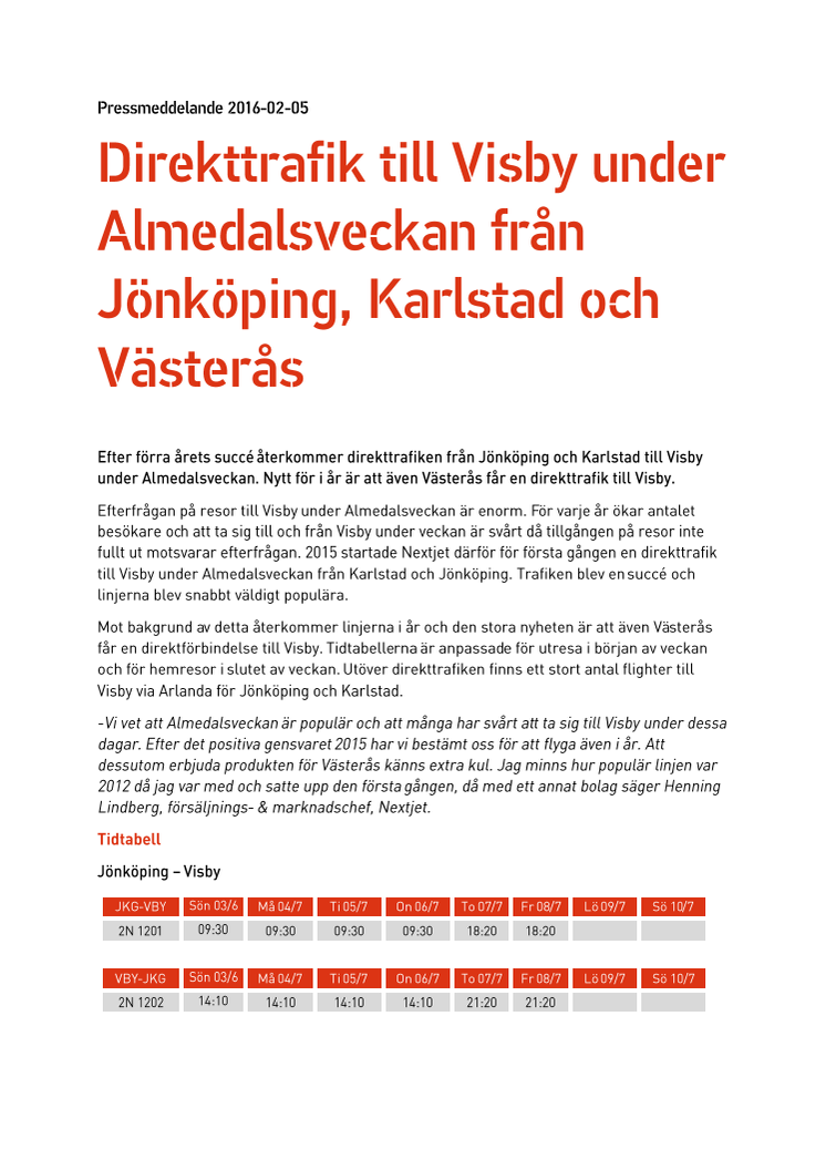 Direkttrafik till Visby från Stockholm-Västerås  under Almedalsveckan