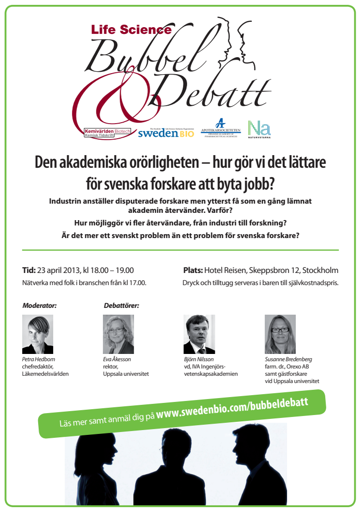 Inbjudan till Bubbel och Debatt, 23 april 2013