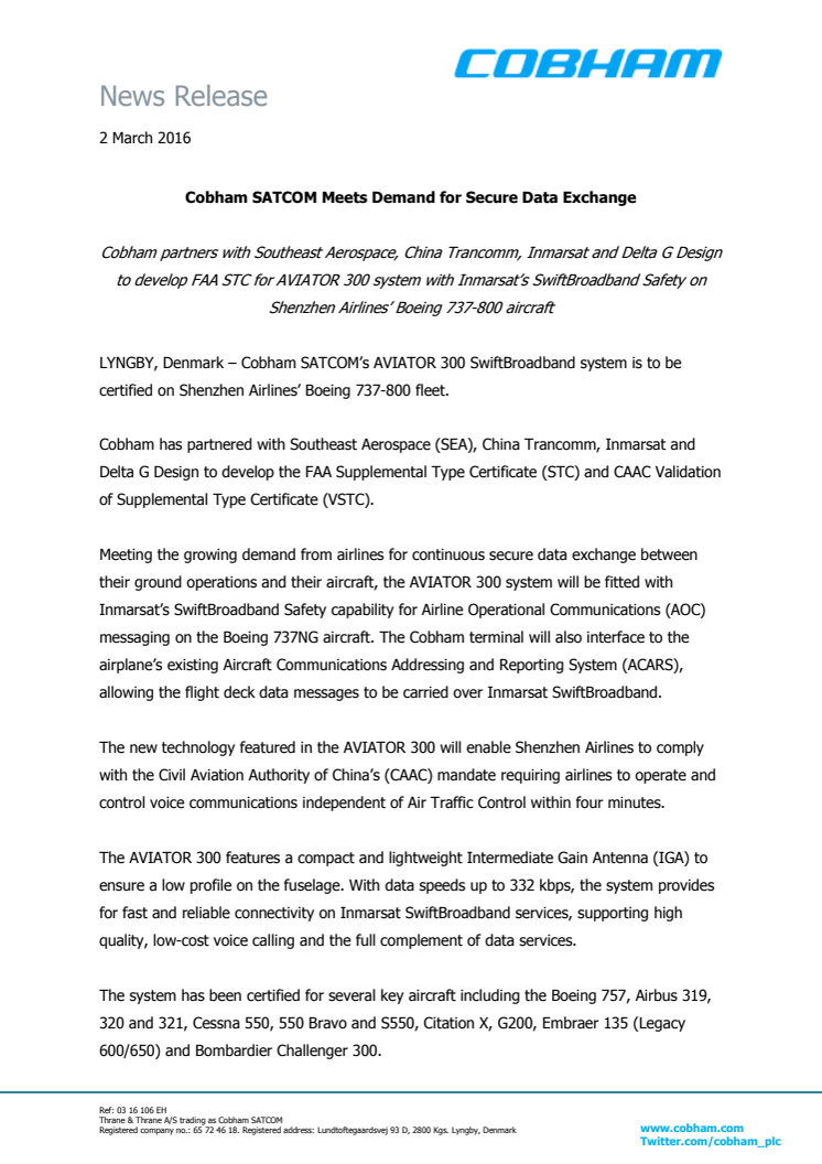 Cobham SATCOM: Meeting Demands for Secure Data Exchange