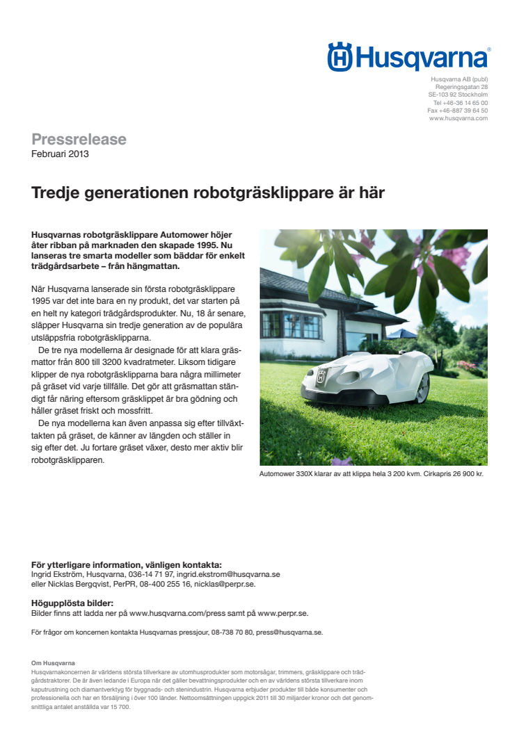 Tredje generationen robotgräsklippare är här