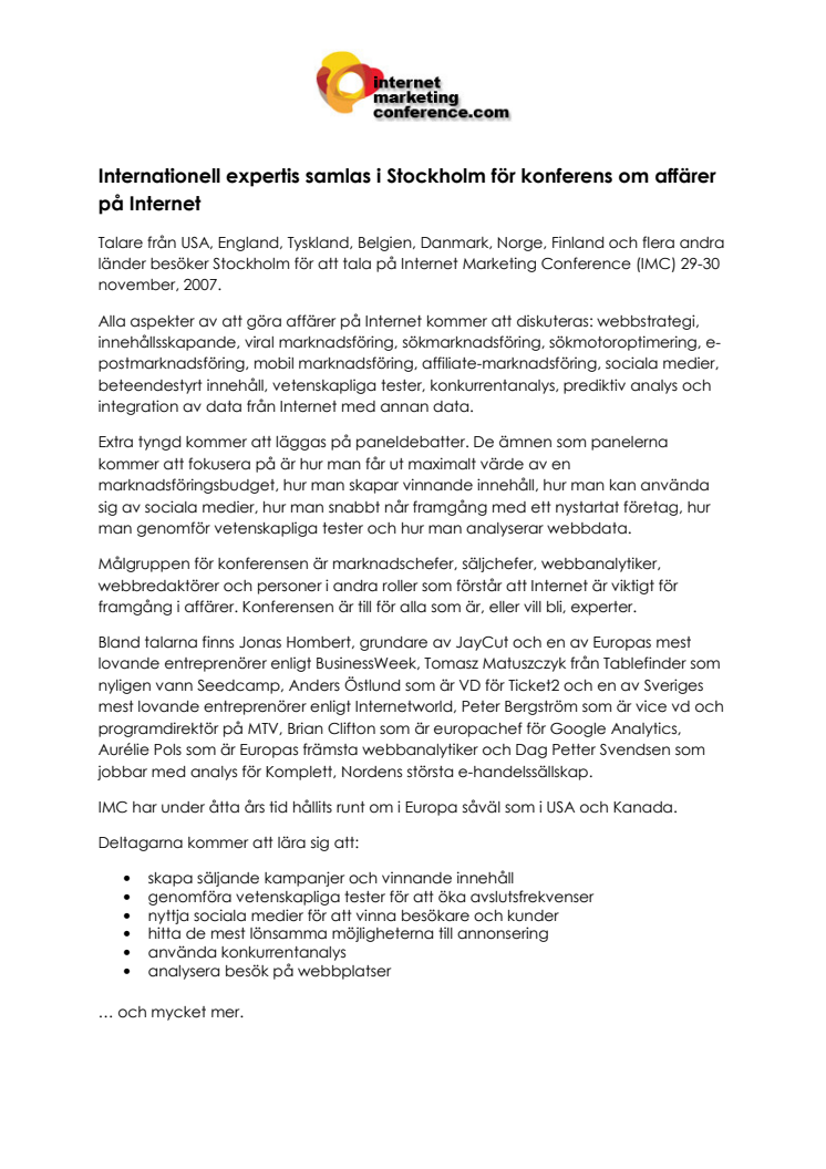 Internationell expertis samlas i Stockholm för konferens om affärer på Internet
