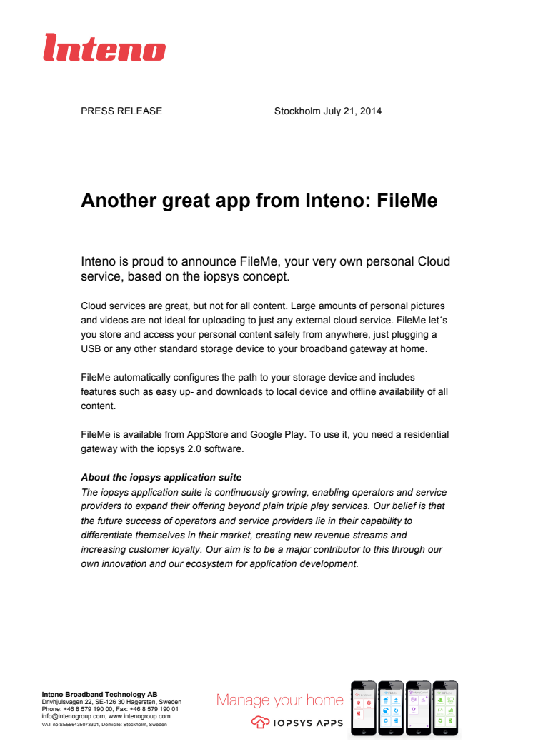 Another great app from Inteno: FileMe