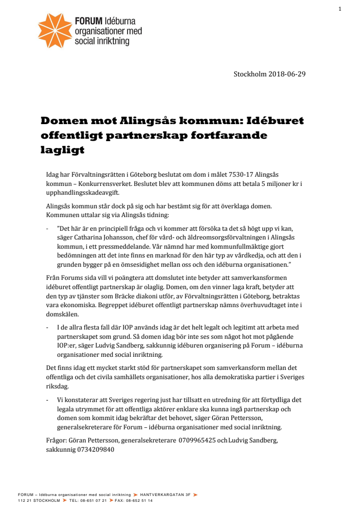 Idéburet offentligt partnerskap lagligt, trots domen mot Alingsås kommun