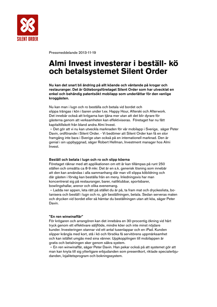 Innovativ bar- och restaurangapp lockar investerare