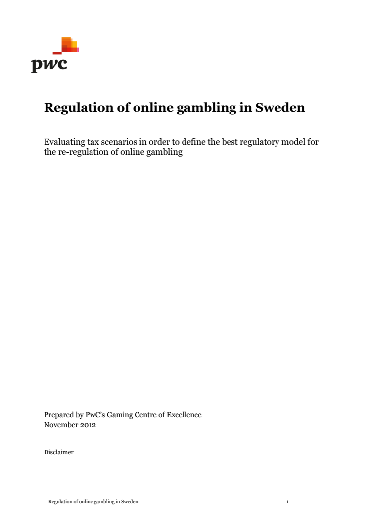 PwC:s rapport: omreglering av onlinespel i Sverige