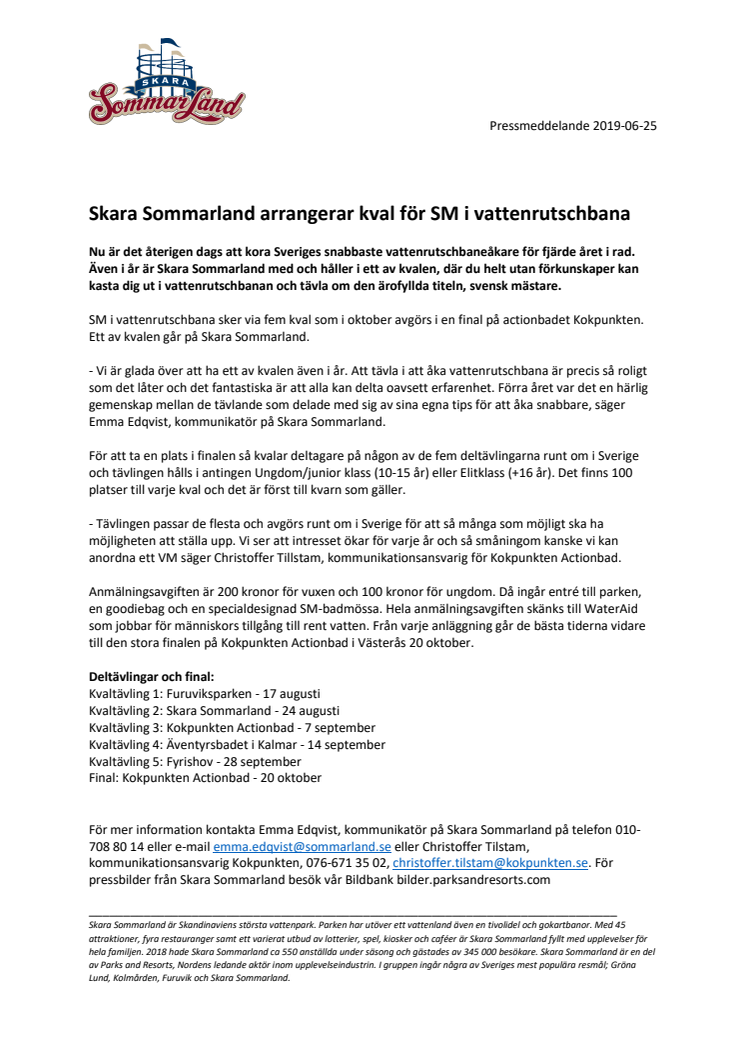 Skara Sommarland arrangerar kval för SM i vattenrutschbana