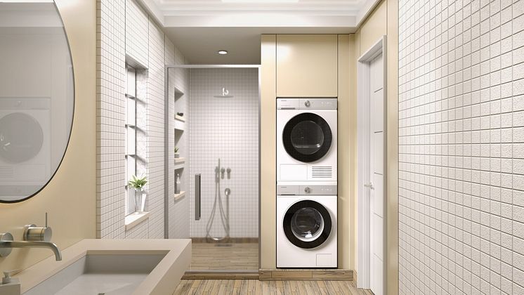 The-washing-machine-installed-with-the-matching-dryer