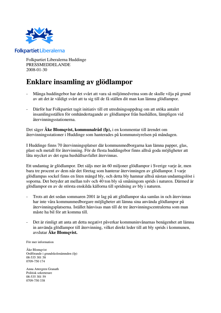 Enklare insamling av glödlampor 