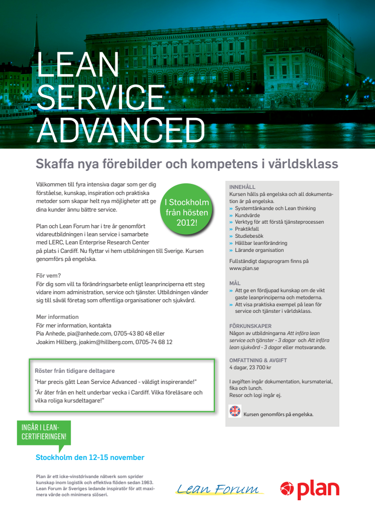 Lean Service Advanced - nu i Stockholm