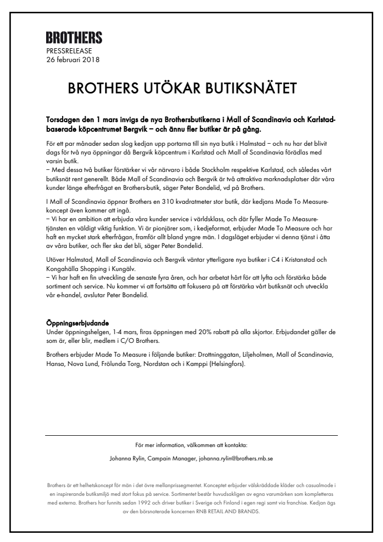 Brothers utökar butiksnätet