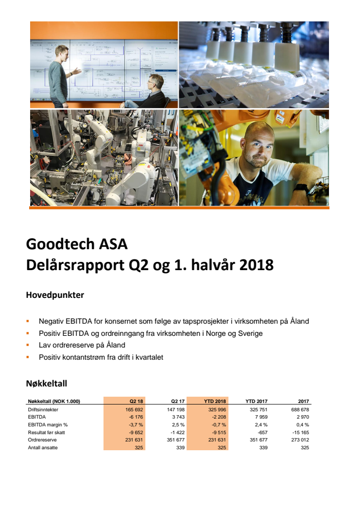 Kvartalsrapport Q2 og 1. halvår 2018