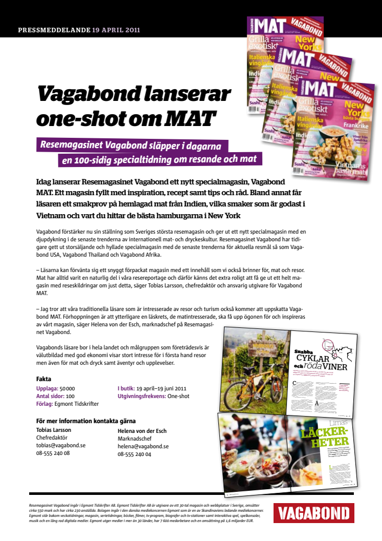 Vagabond lanserar specialmagasin om mat