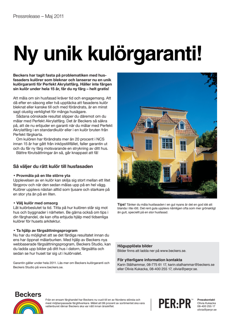 Ny unik kulörgaranti!